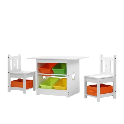 Keezi Kids Table and Chair 3pc Set White Image 1