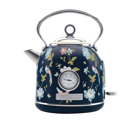 Laura Ashley Elveden Electric Kettle 1.7L Navy Blue and Silver Image 1