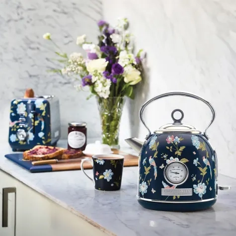 Laura Ashley Elveden Electric Kettle 1.7L Navy Blue and Silver Image 2